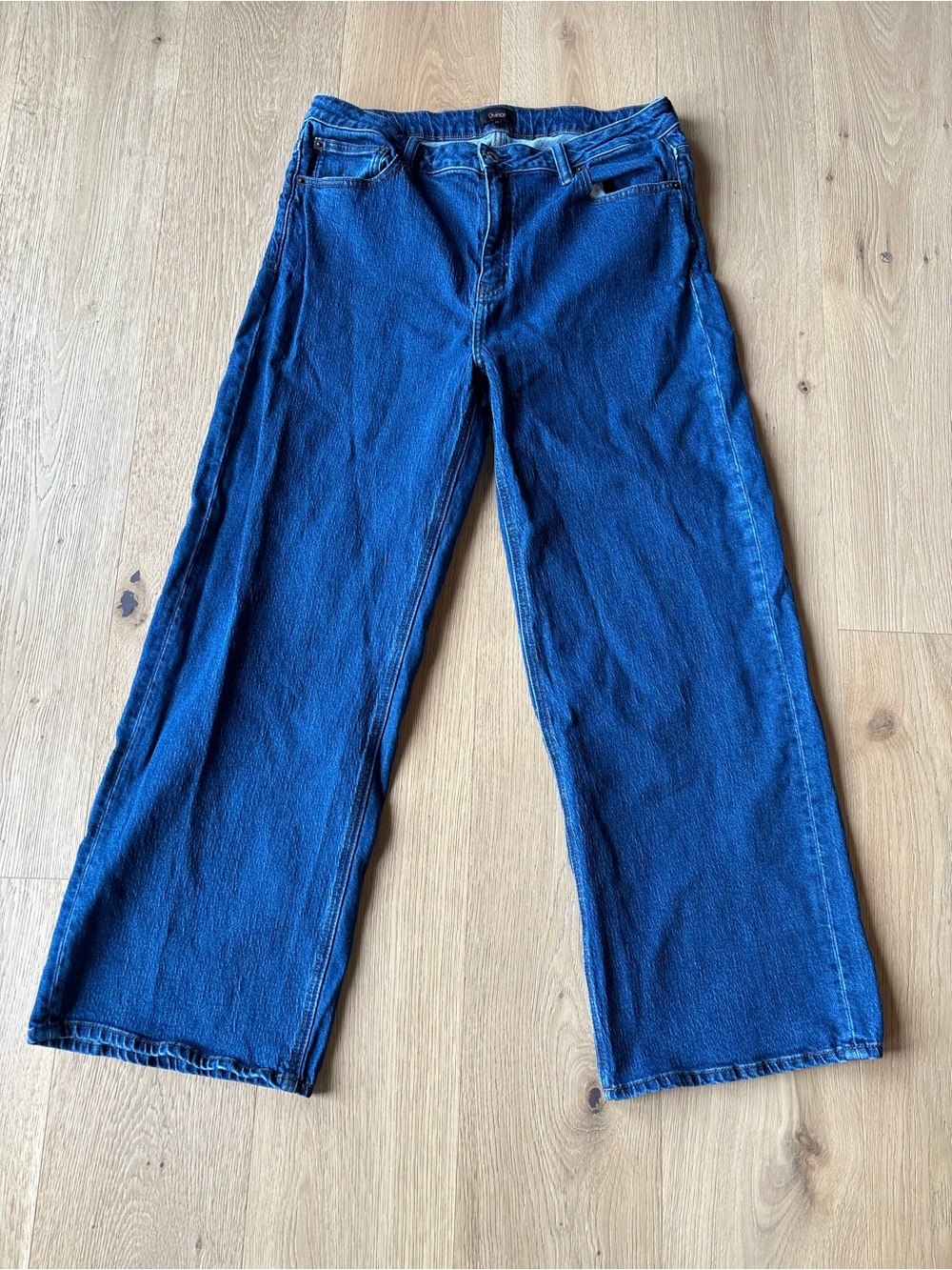 Quince Bella Stretch Relaxed Straight Jeans High-Rise, Obsidian Blue, 90’s, 33